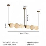 Modern Natural Alabaster Linear LED Chandelier - Brass & Marble Hanging Pendant Lamp for Dining Table, Kitchen Island & Living Room