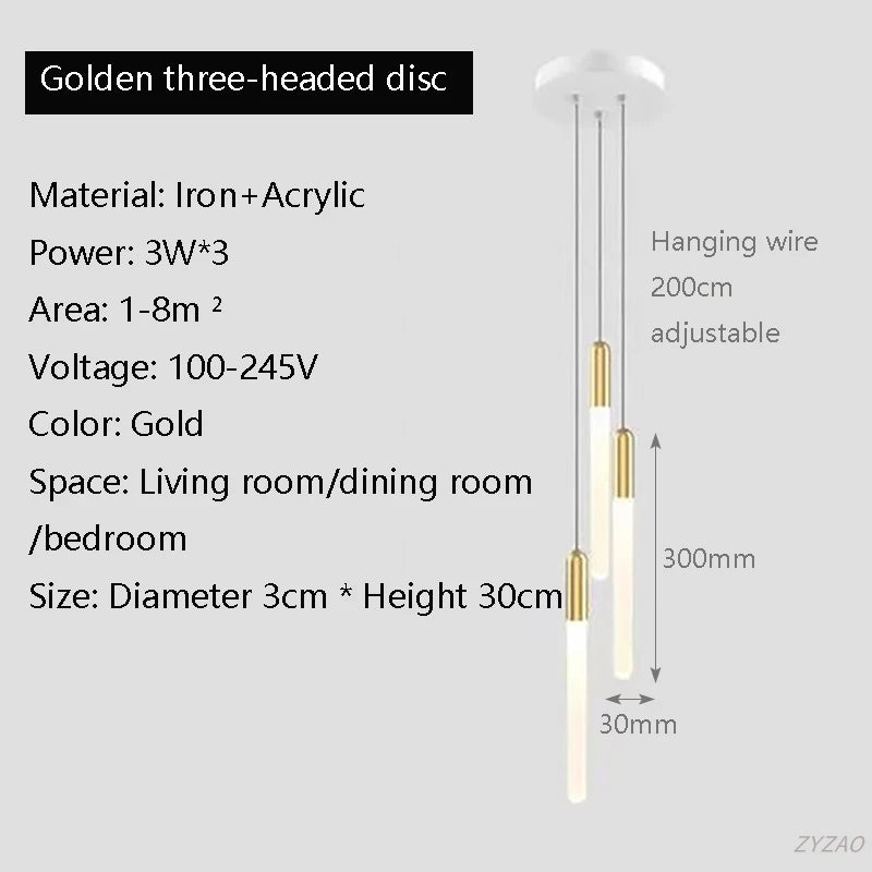 Nordic Long Chandelier Staircase Hanging Lamp Minimalist Gold or Black Kitchen Bedroom Living Room Light Penthouse Pendent Lamp
