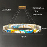 2025 Modern New Enamel Color Chandiler Lustre Crystal Glass Ceiling Light Luxury LED Ring Villa Decor Bedroom Living Dining Room