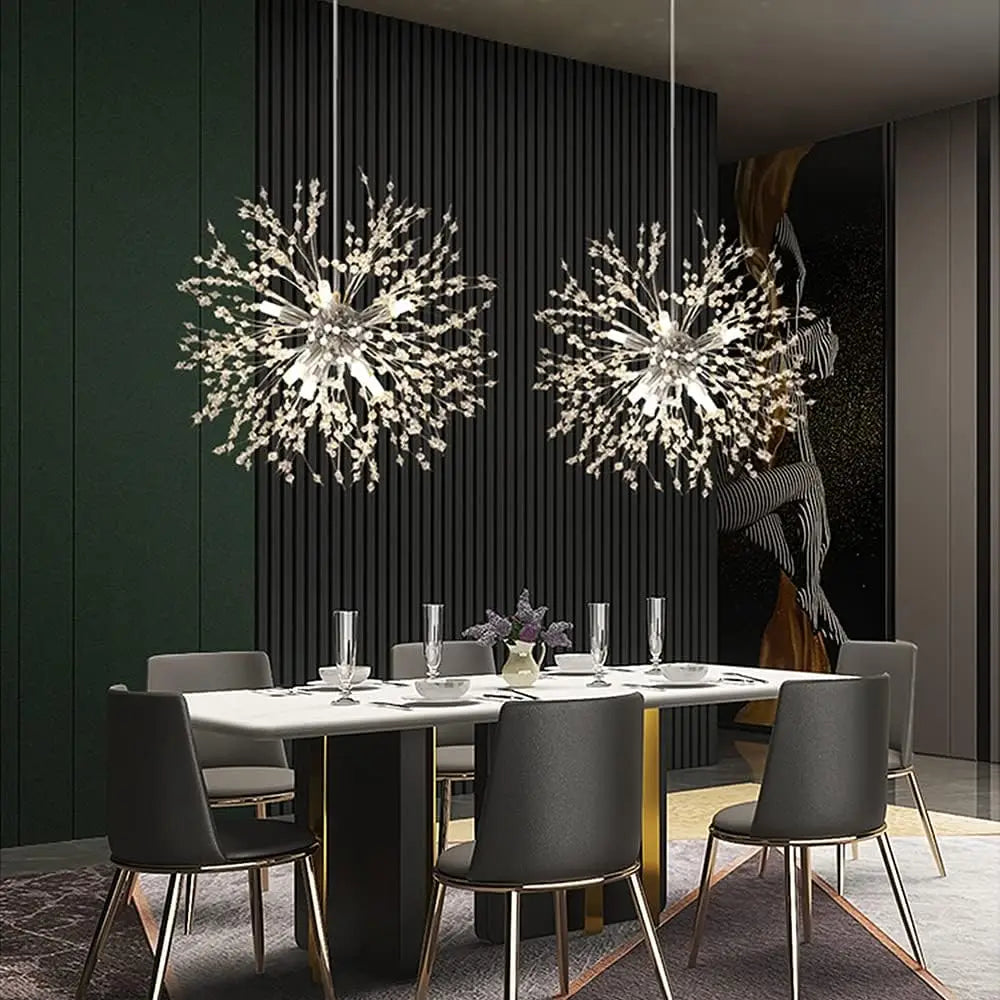 Modern Chrome Bedside Crystal Pendant Lamp Chandelier Light Round Crystal Hanging Chandelier For Bedroom Living Room Dining Room