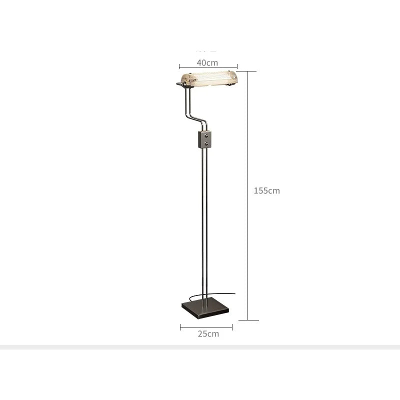 Modern LED Floor Lamp Steel Transparent Glass Shade Vertical Standing Light Bedroom Living Room Indoor Atmosphere Home Decor