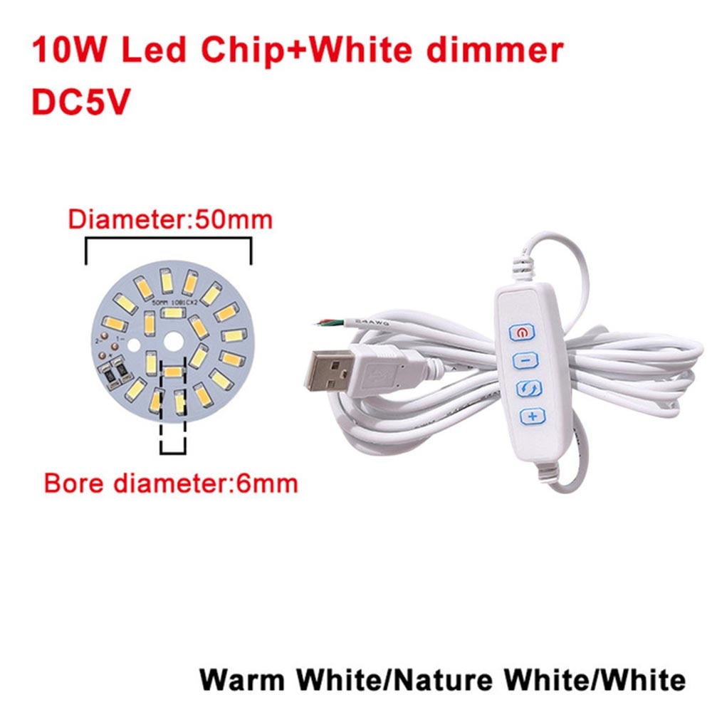 DC5V Dimmable LED chip 5W 6W 10W Surface Light Source SMD 5730 LED Light Beads DIY Tricolor Adjustable LED Bulb White Warm White