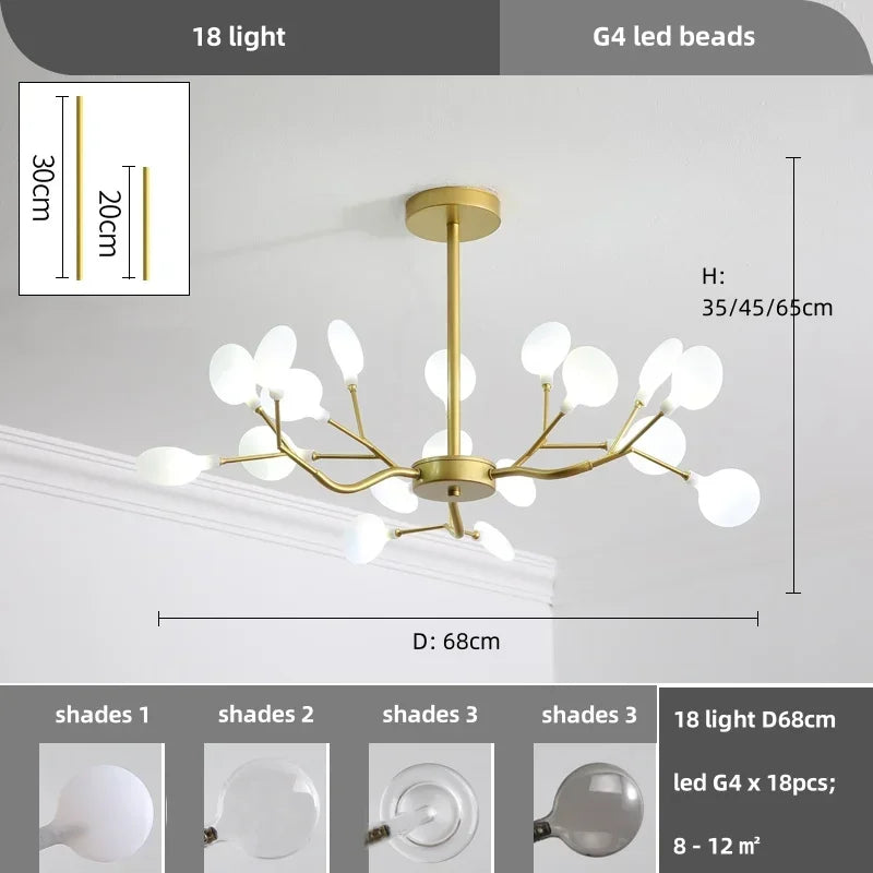 Nordic Led Creative Chandelier Modern Branch Ceiling Pendant Light For Living Room Home Decoration Lustre Indoor Lighting Lamps