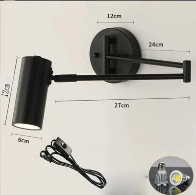 Adjustable Swing Long Arm LED Wall Lamps Modern Touch Sensor Internal Wall Washer Household Bedside Switch Decors Sconce Lights