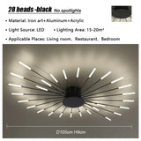 Modern Firework Led Chandeliers Lighting Lamp Home Decor Living Room Ceiling Lights Luminaria Bedroom Black Gold Spiral Lamparas