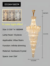 Staircase Long Chandelier Duplex Crystal Chandelier Light Luxury Villa Living Room And Lobby Light Lustre Ceiling Chandelier ﻿