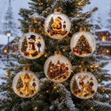 Glowing Christmas Ball Pendants Acrylic Ball Christmas Santa Claus Snowman Hanging Ornaments Xmas Party Atmosphere Decorations