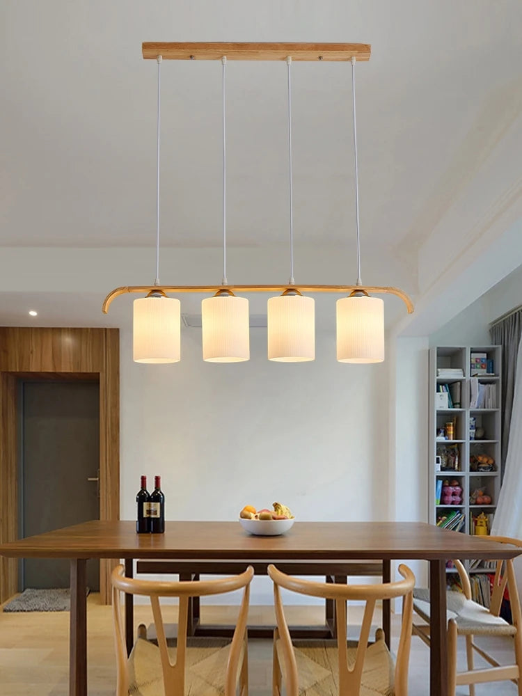 Nordic Dining Room Chandelier Indoor Lighting Led Pendent Lamp For Kitchen Bar Wooden Ceiling Hanging Light Glass Ball Decorate