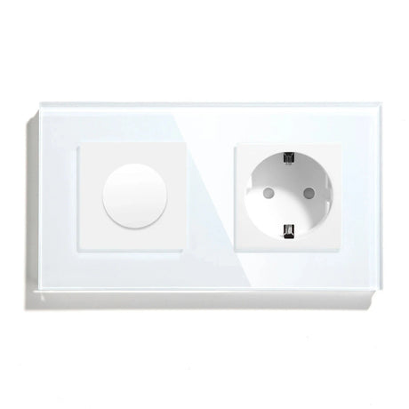 Dimmer Light Switch Rotary Knob Glass Mechanical LED Dimmable Wall Mounted Switches EU Standard Switches