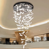 Modern Hotel Lobby Hanging Lamp Luxury Glass Led Chandeliers Customized Long Pendant Light Villa High Ceiling Chandelier Lustre