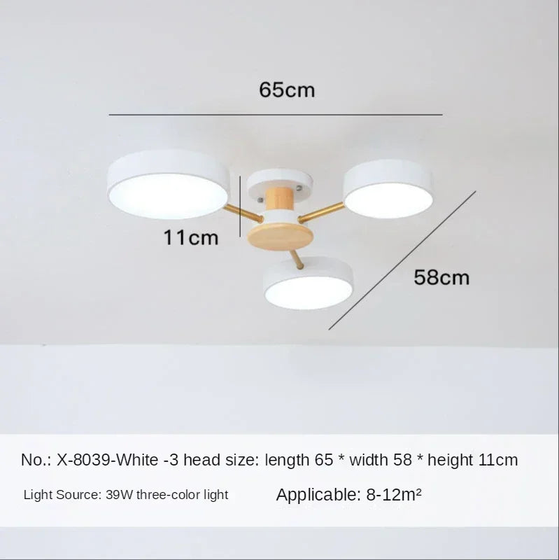 Nordic Creative Macaron Log LED Ceiling Light Bedroom Living Room Chandelie Modern Villa Restaurant Interior Lighting Decoration