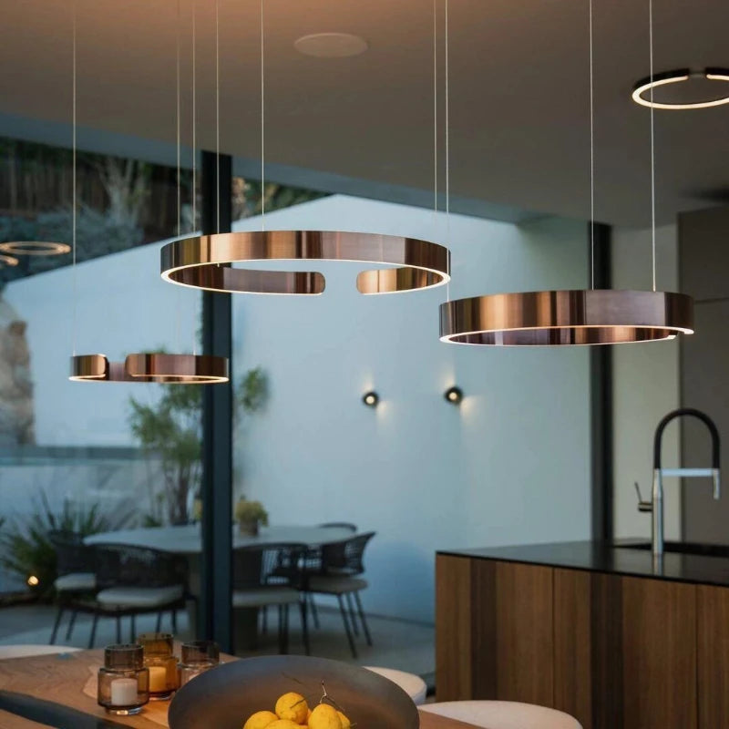 Modern Salon Design Ring Ceiling Chandelier Dining Room Pendant Lamp Bedroom Home LED Lighting Fixtures