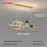 Minimalist Long Strip Pendant Lights Modern Dining Room LED Ceiling Chandelier Remote Control Bar Table Lustre Home Hanging Lamp