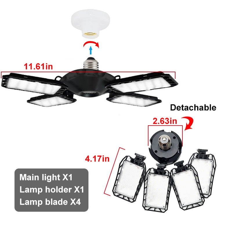 100-200W Led Garage Light E27/E26 Big Lamp Adjustable Deformable Bulb Ceiling Light for Shop/Storage/Warehouse Workshop Lighting