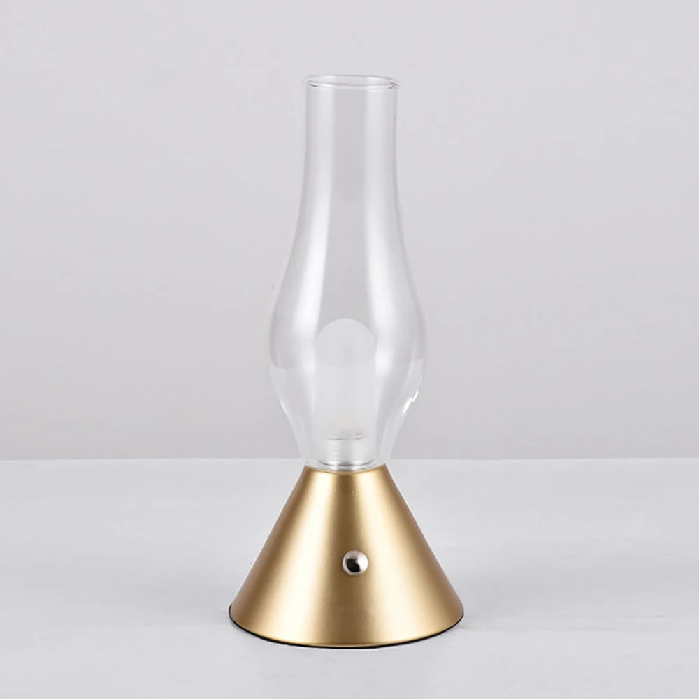 Retro table lamp LED glass night light rechargeable bedroom bedside desk light bar restaurant atmosphere light