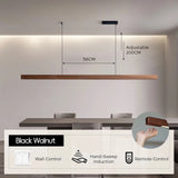 LED Hand Sweep Sensor Pendant Light Black Walnut Wood Modern Hanging Lamps for Dining Living Room Kitchen Office Celling Lamp