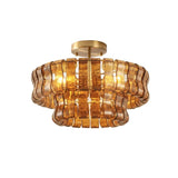 Italian Murano Glass Ceiling Chandelier Light - Handcrafted Luxury Flush Mount Pendant Fixture for Living Room, Bedroom & Restaurant Decor