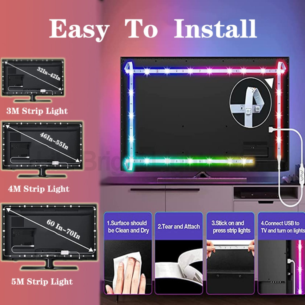 Bluetooth USB LED Strip Light 5050 SMD 5V USB RGB Lights Flexible LED Lamp Tape Ribbon RGB Self-adhesive TV Desktop Diode