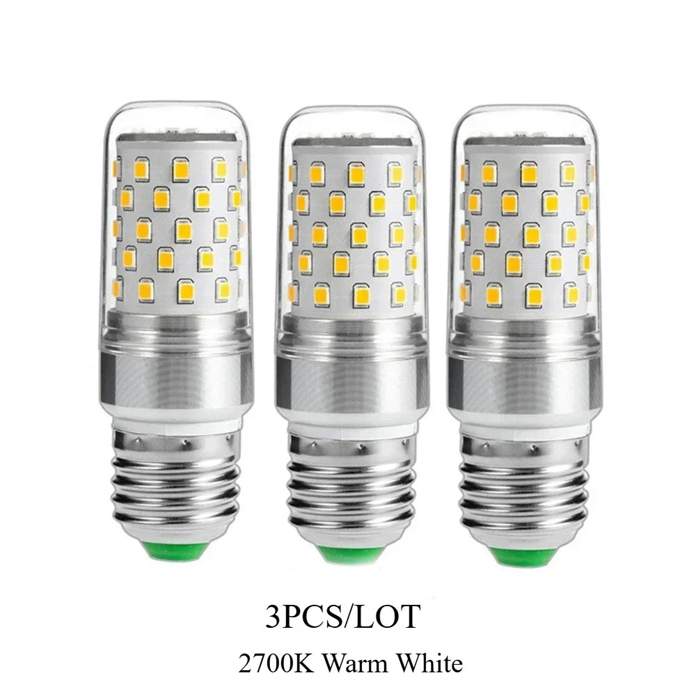 E26 E27 LED Corn Light Bulbs 12W 9W Lamp 80W Incandescent 1000lm Warm White 2700K Edison Screw Candle Home Bedroom 3PCS