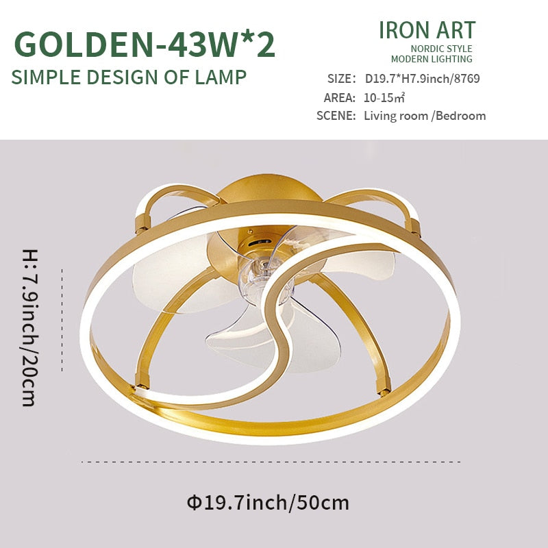 Modern Simple LED Ceiling Fan Lamp With Remote Control Dining Room Bedroom Lamp Silent Ceiling Light Lustre Fixture