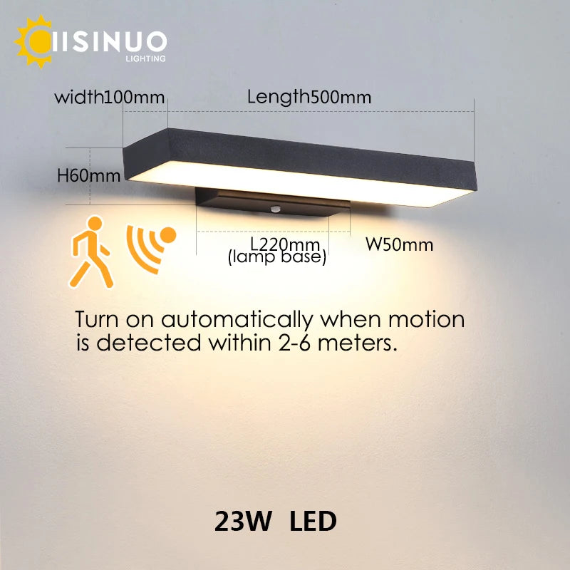 Modern LED Dusk-to-Dawn Motion Sensor Outdoor Wall Sconce - Black Exterior Light Fixture for House Front Door, Entryway, Garage & Balcony