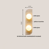 IWHD Home Decor LED Wall Light Fixture Coffee Corridor Living Room Nordic Modern Column Yellow Travertine Stone Wall Lamp Sconce