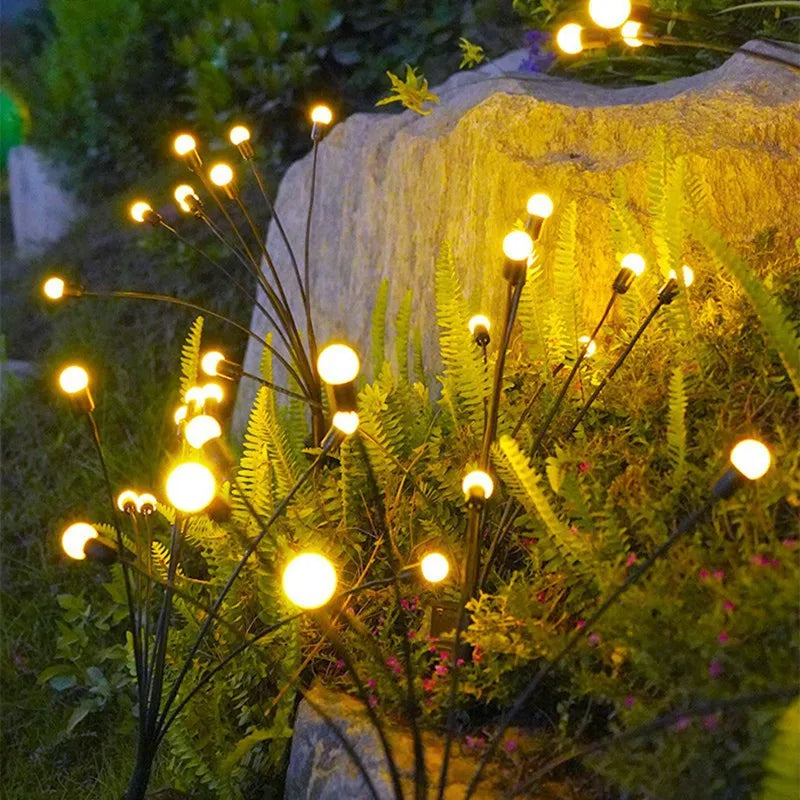 Upgraded Solar Powered Firefly Garden Lights (Outdoor IP65 Waterproof) - Swaying Starburst Fairy Lights for Backyard, Patio & Pathway Decoration