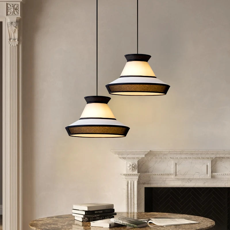 Rattan Pendant Light Minimalist Wabi-sabi Fabric Decorative Danish Design Light Interior Restaurant Bedroom Dining Room Light