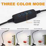48 LEDs Desk Lamp Clip USB Book Light Bedside 360° Flexible Eye Protection Gooseneck Reading Light Brightness Adjustable 3 Level