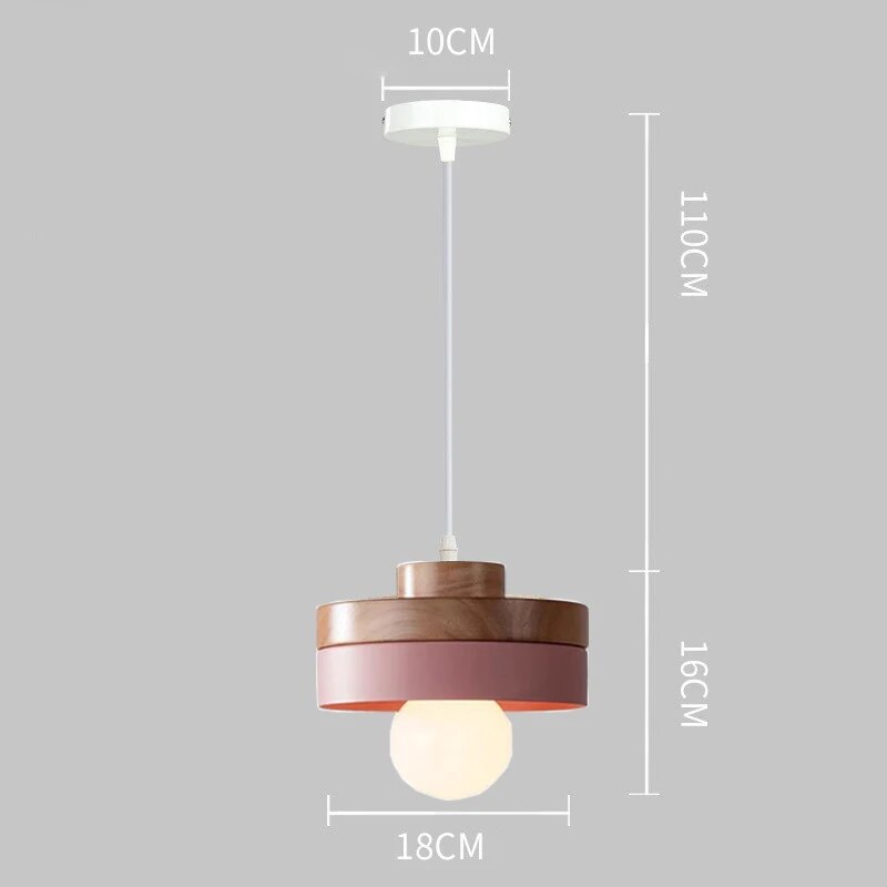 Nordic LED Wooden Pendant Light Iron 18CM Square Living Room Hanging Fixture For Bedroom Dining Room Study Home Decor Luminaires