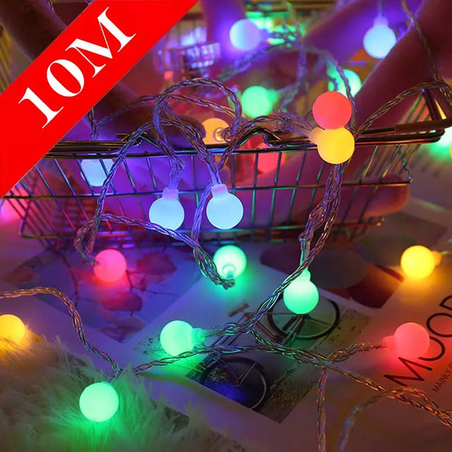 2M 5M 10M LED Fairy String Cherry Balls Lights Battery USB 220V 110V Operated Wedding Christmas Garland Outdoor Room Decoration