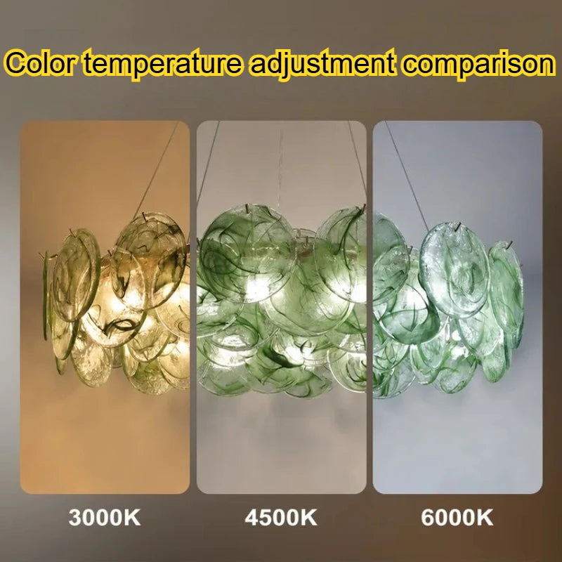 Italian Murano Glass Pendant Chandelier Light (E14 Bulb Base) - Luxury Modern Ceiling Lamp Fixture for Living Room, Dining Room, Bedroom & Restaurant Decor