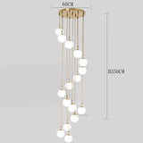 2026 Nordic White Ball Chandelier Lights Modern Led Long-Line Minimalist Lamp Living Room Villa Hotel Spiral Staircase Decor Lam
