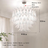 Cloudy White Glass Flower Petal Vintage Chandelier Italy Design Lighting Fixture LED Remote Dimmable Available Living Room Deco