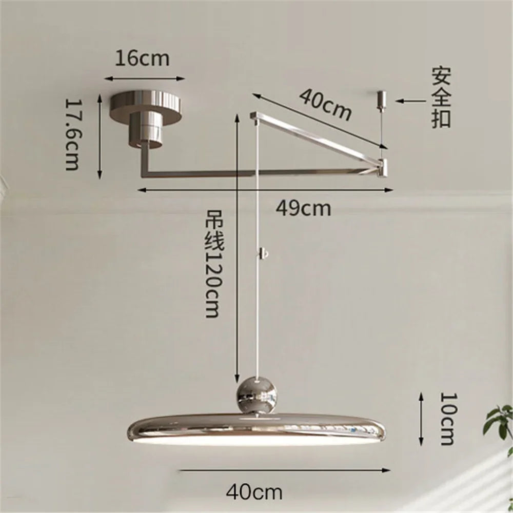 French Rocker arm Hanging Chandelier Light Fixture  Folding LED Colorful Pendant Lamp for Living Room Dining Room Bedroom