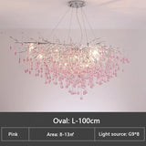 Light luxury living room pendant light creative girl pink branch shaped hall pendant branch water droplet restaurant