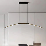 Contemporary LED Arc Pendant Light - Sleek Hanging Lamp for Dining Room