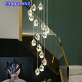 Nordic Villa Staircase Crystal Pendant Lights For Living Room Bedroom Kitchen Shop Home Decoration Chandelier Indoor Lighting
