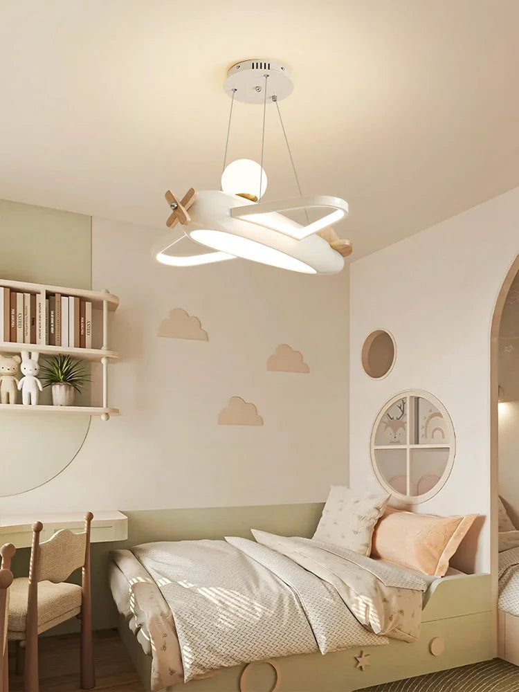 2026 Children's Room Airplane Chandelier - Creative LED Bedroom Pendant Light
