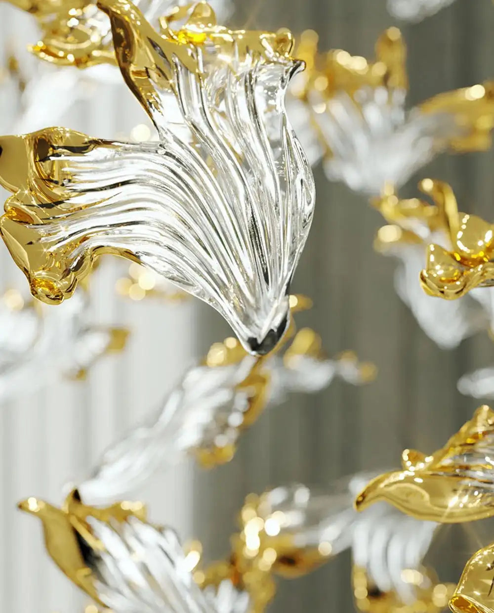 2026 New French Amber Ginkgo Leaf Lustre Chandelier, Custom Can Light Hardware Pendant Lamp for Restaurant, Decor for Ceilings
