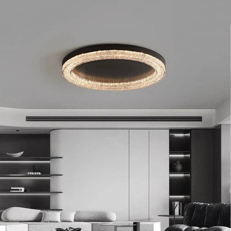 Italian Luxury LED Crystal Chandelier - Modern Flush Mount Ceiling Light
