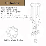 Nordic Creative Round Glass LED Chandelier Applicable To Stair Decoration Decoration Maison Home Decor Interior Lighting
