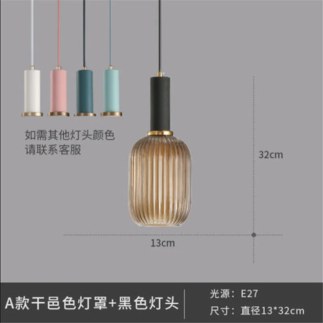 Nordic Retro restaurant colorful Glass pendant lights Creative living room Lamp Simple bedside lamp LED E27 light