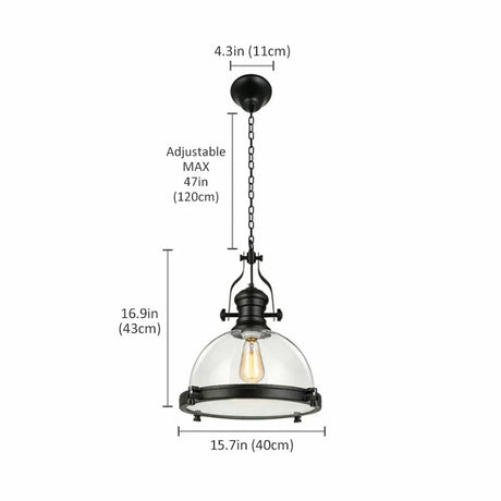 Iron LED Pendant Lights Loft Industrial Kitchen Hanging Lamp for Dining Room Decors Home Light Fixtures Glass Lampshade