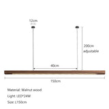 Nordic Minimalist Wabi Sabi Wind Strip Wood Led Pendant Lights Restaurant Bar Home Decor Lamp Dining Room Office Desk Chandelier