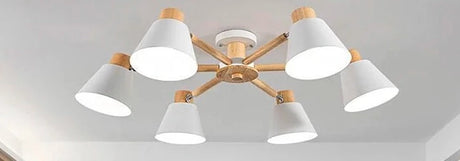 Modern solid wood living room pendant lamp E27 ceiling lamp bedroom ceiling pendant lamp hotel restaurant interior lighting bulb