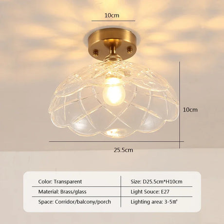 Retro LED Glass Ceiling Lights Nordic Brass Flower Aisle Decors Fixtures Living Room Corridor Balcony lamp Home Lighting Lusters'