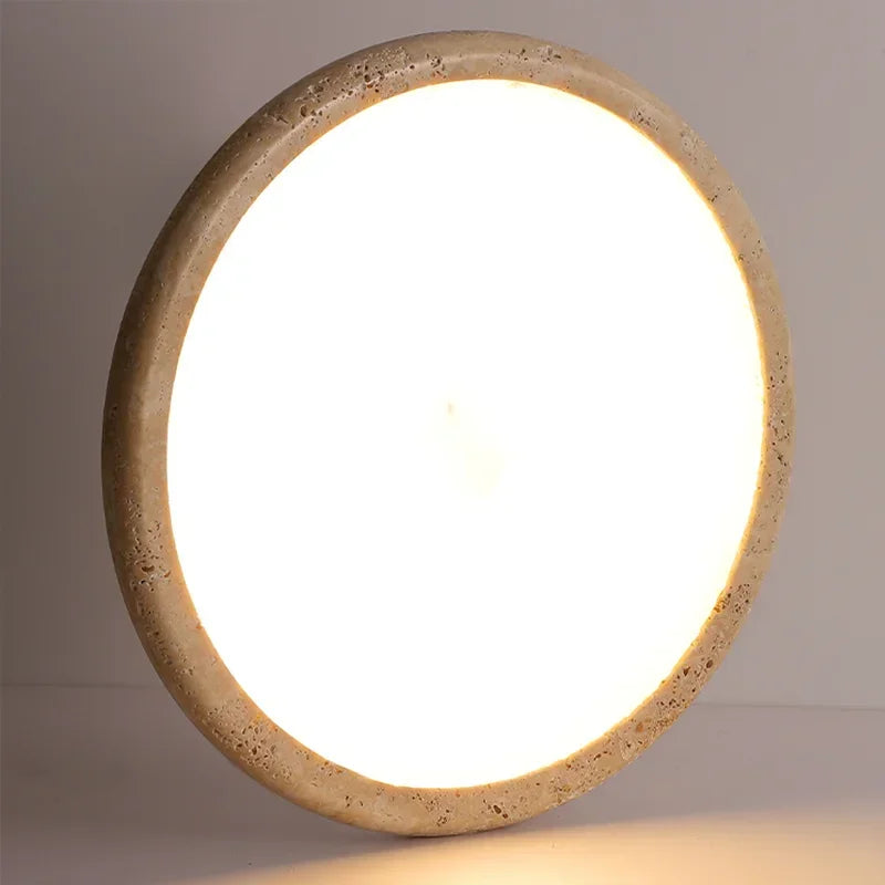 Nordic Yellow Travertine Simple Ceiling Light Retro Cream Style Living Room High-end Feeling LED Modern Bedroom Decorate Texture