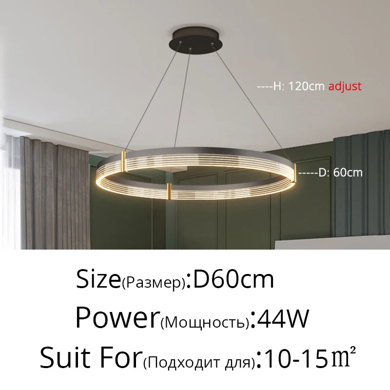 Nordic Living Room Pendant Light Luxury Ring Bedroom Lamp Modern Designer Lustre Home Decor Simple Dining Room Circle Chandelier