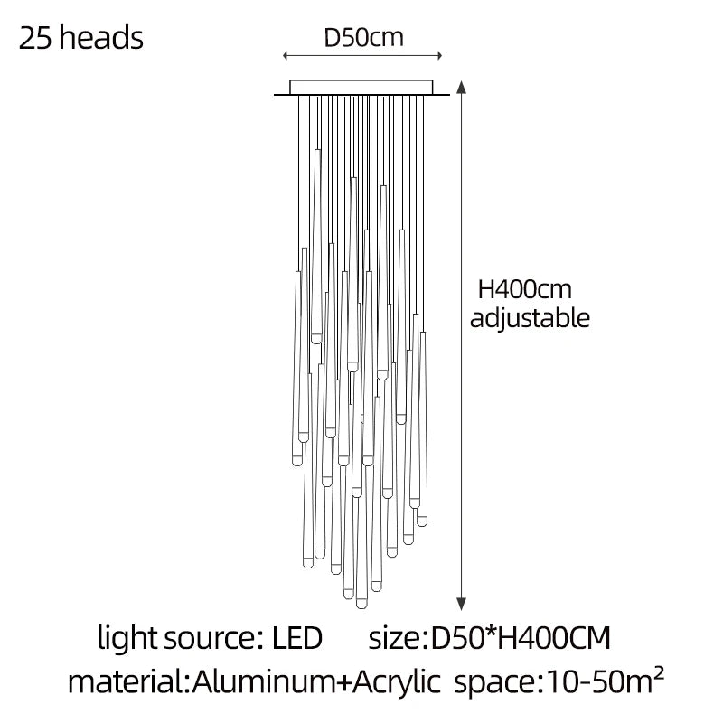 Modern LED Long Staircase Chandelier - Luxury Villa & Attic Hanging Lamp